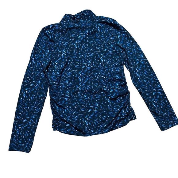 Kenneth Cole blue black ruched blouse sz PM - Picture 2 of 8